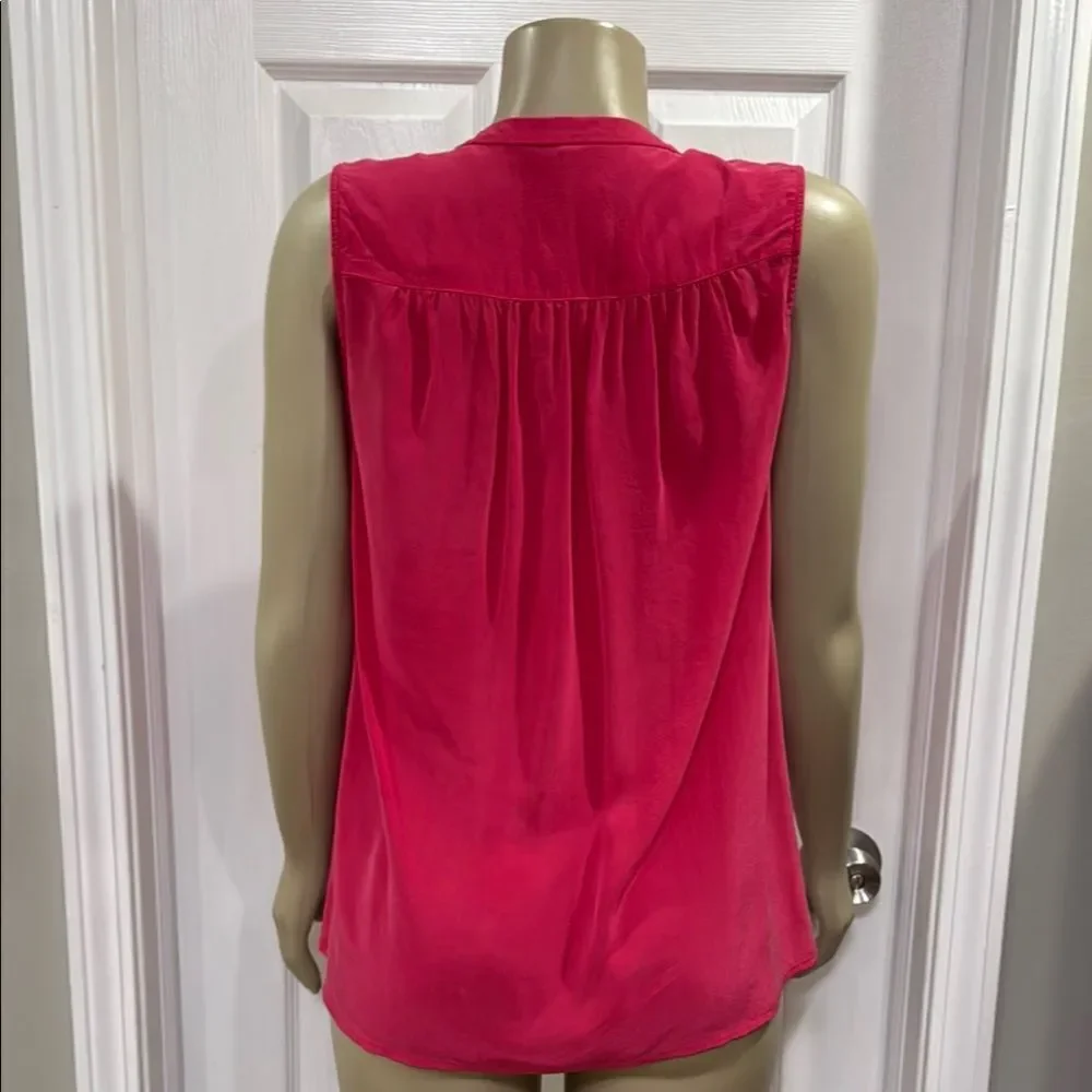 JOIE CARIDAD SPLIT NECK SILK TOP. LIPSTICK RED.